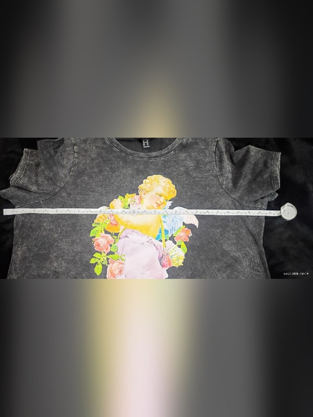 Forever Angel Graphic Tee with Pastel Floral Print - Picture 3 of 7